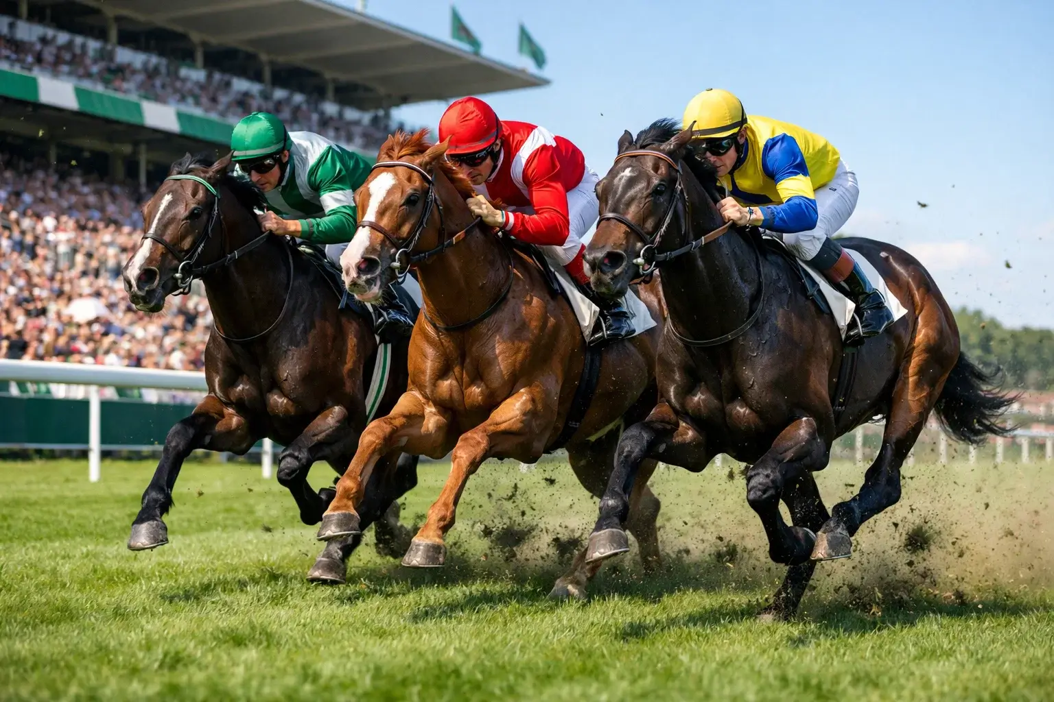 Deutsche Pferderennen – Galopprennen auf einer Rennbahn mit Zuschauern
