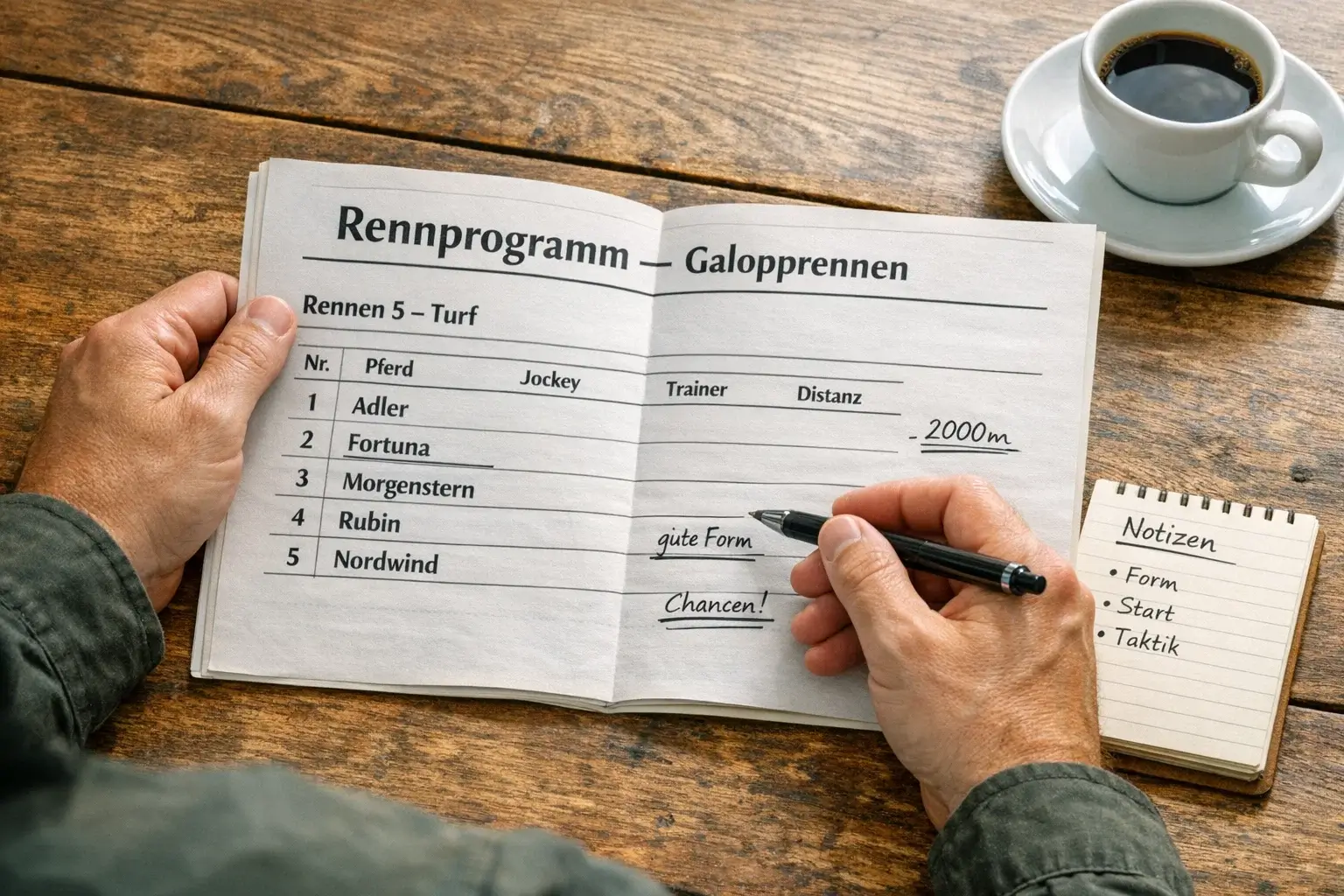 Pferdewetten Strategie — Racecard-Analyse mit Formkurven und Jockey-Statistiken für Pferderennen